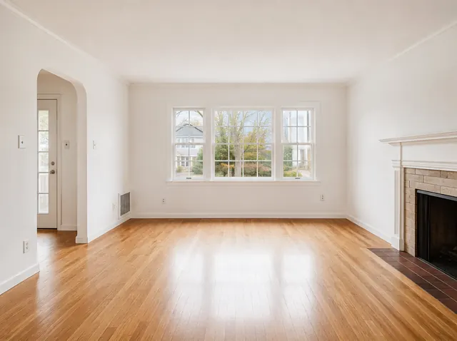 Before: Family room with an arched doorway