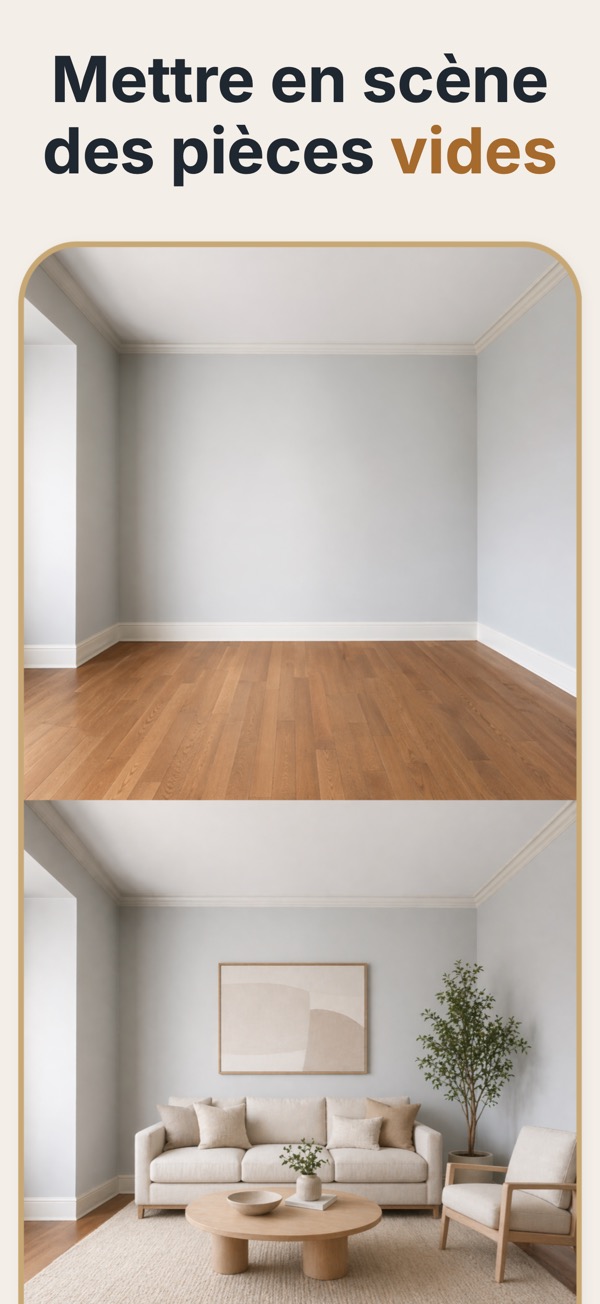Aperçu avant/après d'un staging de pièce vide