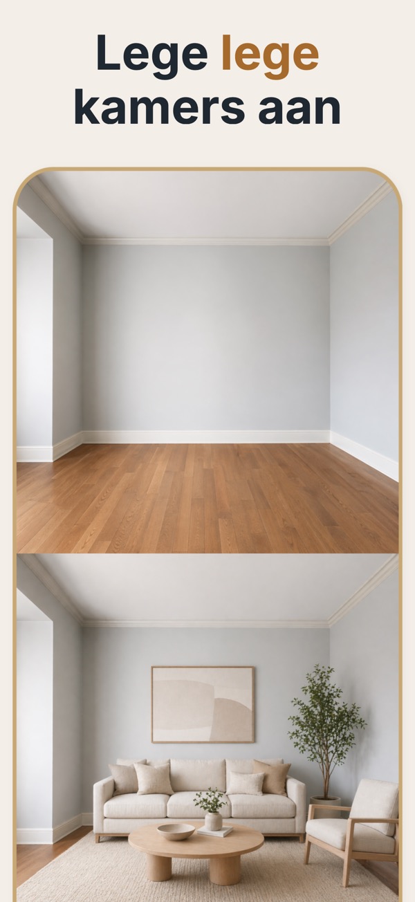 Voor-en-na-preview van staging in een lege kamer