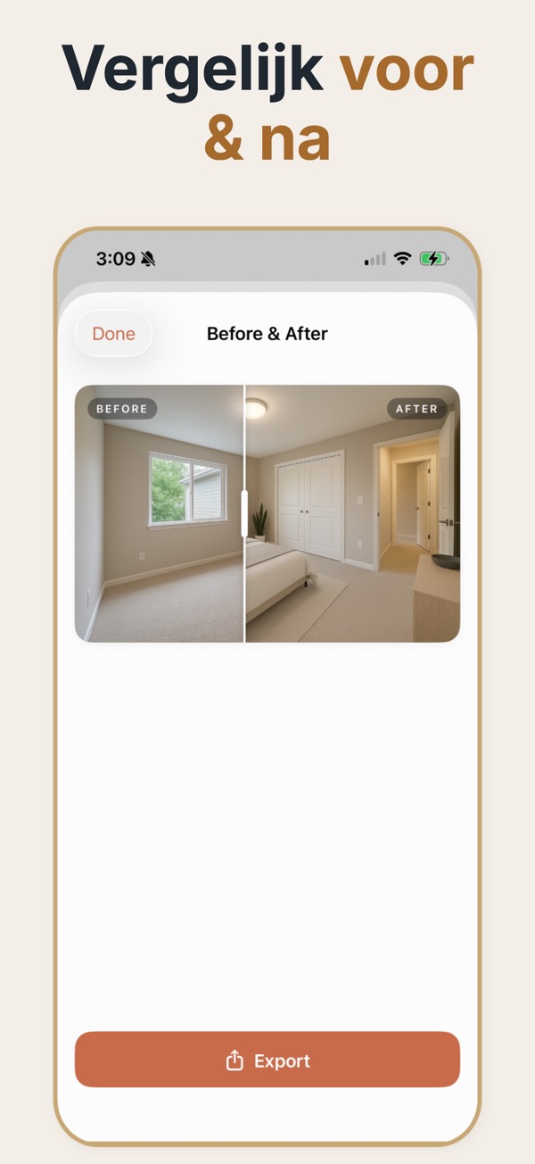 Realistisch voorbeeld van virtual staging