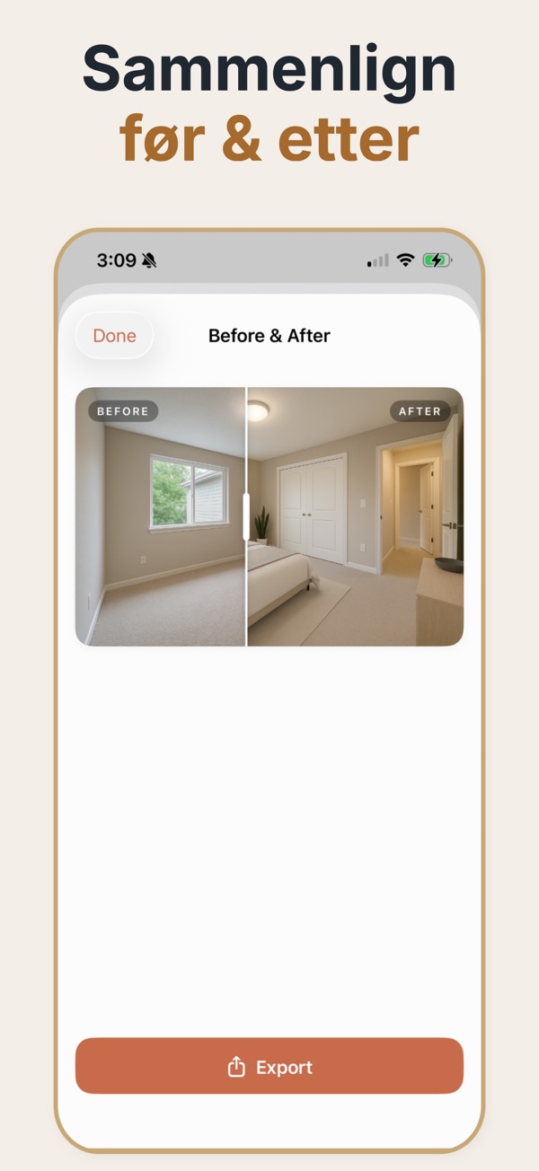 Realistisk eksempel på virtual staging